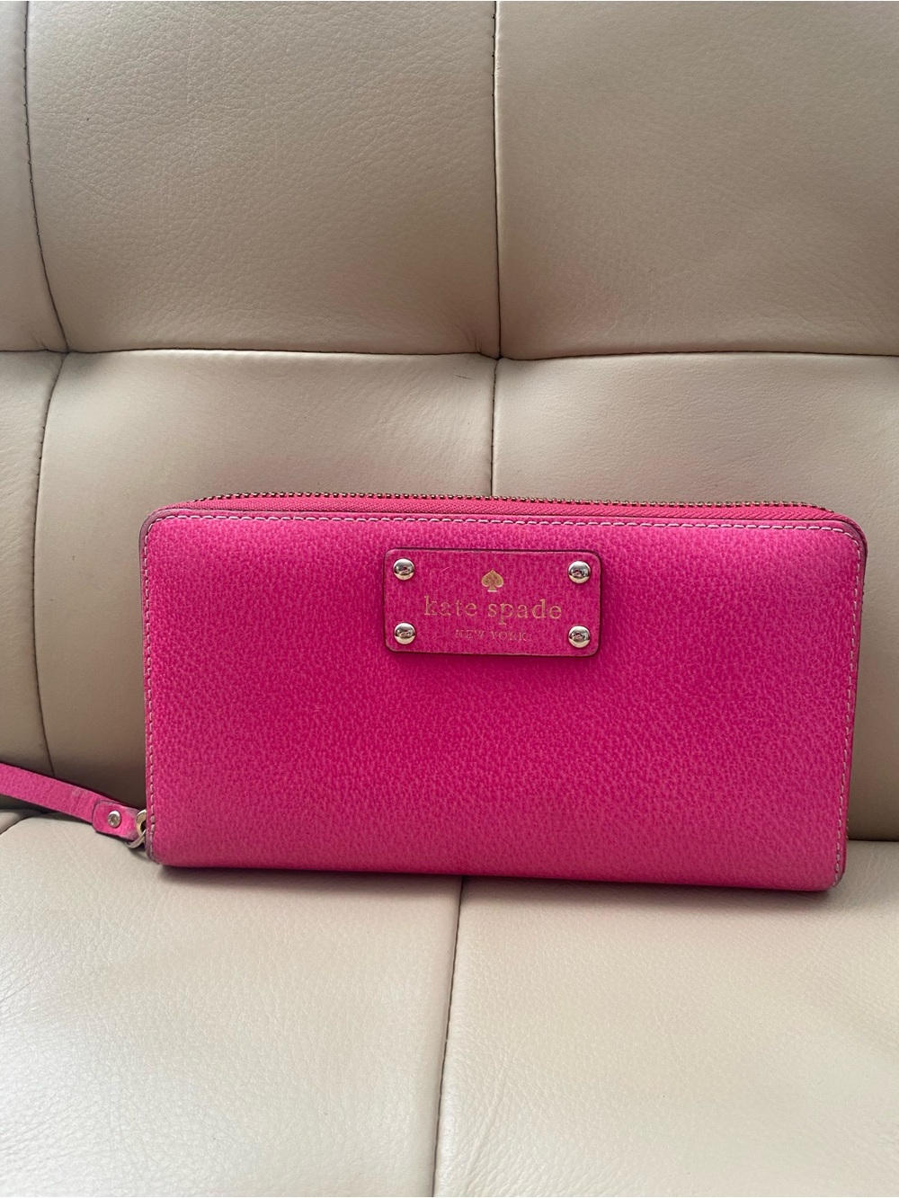 kate spade Bright Pink Zip-Around Wristlet Wallet